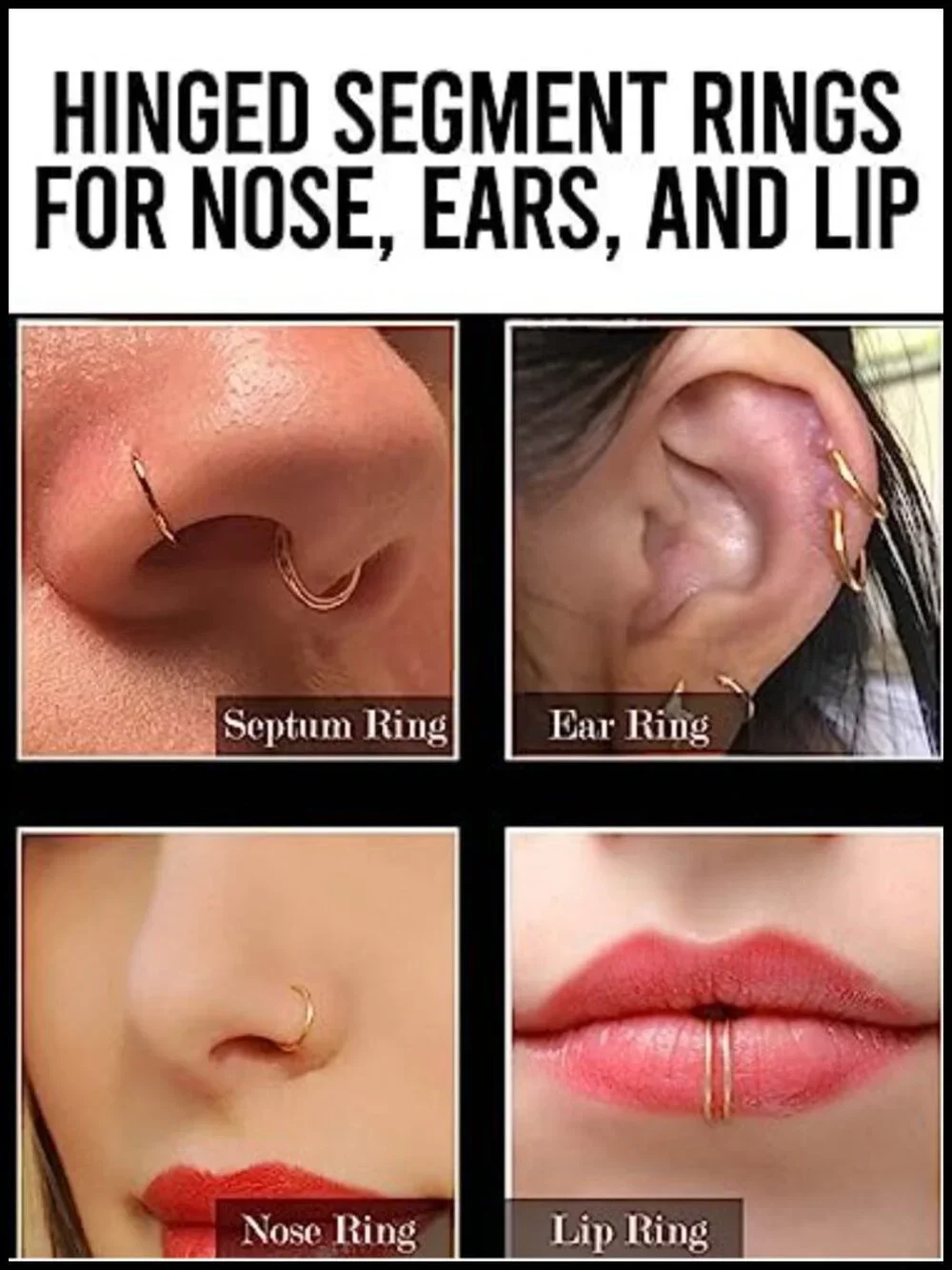 Titanium Nose Rings Hoop 20G 18G 16G 14G 12G Septum Clicker Cartilage Earring